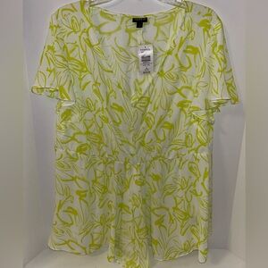 NWT Torrid Georgette Twist Surplice Flutter Sleeve sheer Blouse size 1X‎ 14-16